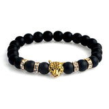 Natural stone Beads men bracelets Lucky Charm Matte Black Natural stone Beads Onyx Stone Matt Tiger Leopard Bracelets for men