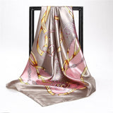 Women Scarf Silk Winter Print Foulard Satin Square Head Scarves Women Luxury Designer Shawls 90*90cm Bandana Large Muslim Hijab