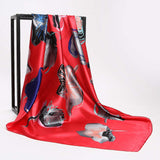 Women Scarf Silk Winter Print Foulard Satin Square Head Scarves Women Luxury Designer Shawls 90*90cm Bandana Large Muslim Hijab
