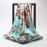 Women Scarf Silk Winter Print Foulard Satin Square Head Scarves Women Luxury Designer Shawls 90*90cm Bandana Large Muslim Hijab