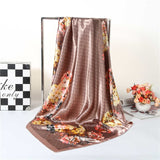 Women Scarf Silk Winter Print Foulard Satin Square Head Scarves Women Luxury Designer Shawls 90*90cm Bandana Large Muslim Hijab
