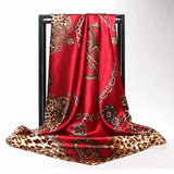 Women Scarf Silk Winter Print Foulard Satin Square Head Scarves Women Luxury Designer Shawls 90*90cm Bandana Large Muslim Hijab