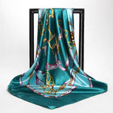 Women Scarf Silk Winter Print Foulard Satin Square Head Scarves Women Luxury Designer Shawls 90*90cm Bandana Large Muslim Hijab