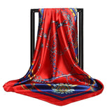 Women Scarf Silk Winter Print Foulard Satin Square Head Scarves Women Luxury Designer Shawls 90*90cm Bandana Large Muslim Hijab