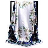 Women Scarf Silk Winter Print Foulard Satin Square Head Scarves Women Luxury Designer Shawls 90*90cm Bandana Large Muslim Hijab