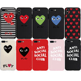 CDG PLAY Comme des Garcons ASSC Logo Brand Soft Case for iPhone 6 6s Plus 7 8 Plus  X Xs Max XR 5s Phone Cover Coque Shell Hull