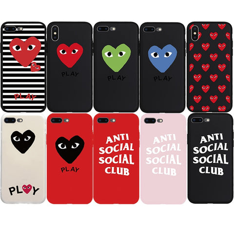 CDG PLAY Comme des Garcons ASSC Logo Brand Soft Case for iPhone 6 6s Plus 7 8 Plus  X Xs Max XR 5s Phone Cover Coque Shell Hull